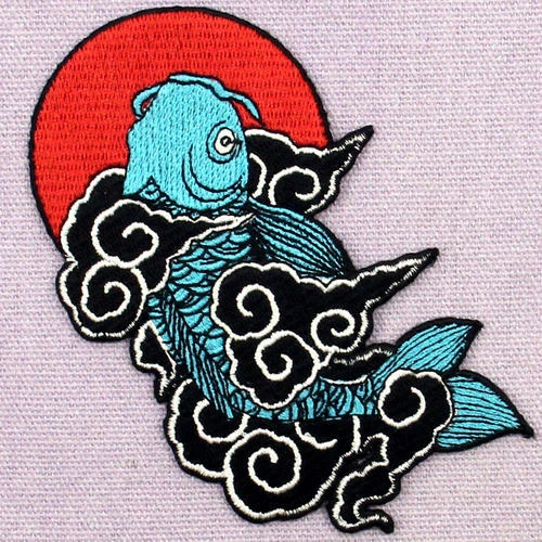 Japanese Koi Fish Embroidered Patches Iron Sew On Patches Badges appliques 694R - Image 4 of 4