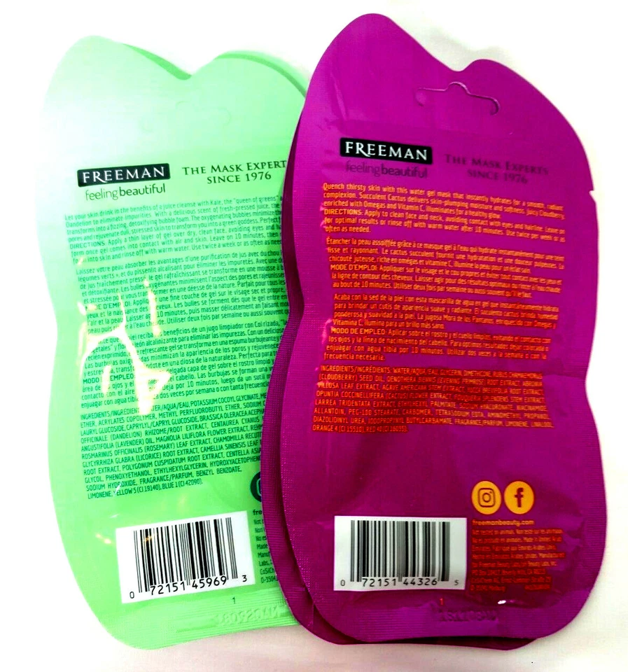 Freeman Hydrating Water Gel Mask 0.5 oz. / Detoxifying Gel Bubble Mask 0.3 oz. - Image 3 of 4