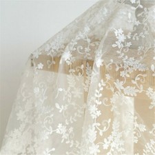 1M White Organza Embroidery Fabric Lace Mesh Wedding Dress Cloth Curtain DIY Sew