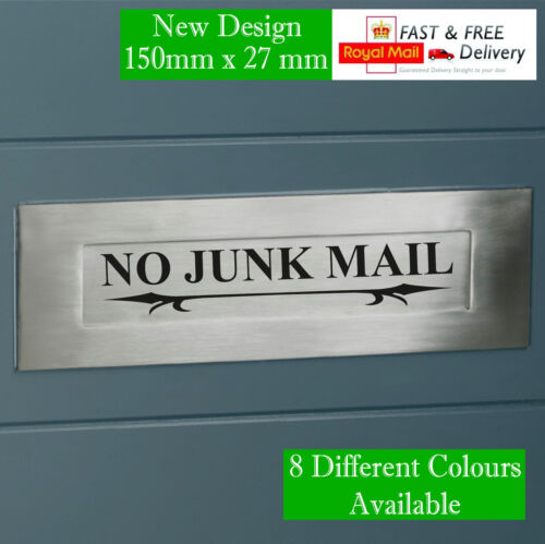 2 x NO JUNK MAIL DOOR LETTER BOX VINYL STICKER DECAL - Afbeelding 1 van 4
