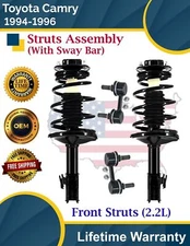 New OE Front Struts W/Sway Bar for 1994-1996 Toyota Camry 2.2L Lifetime Warranty