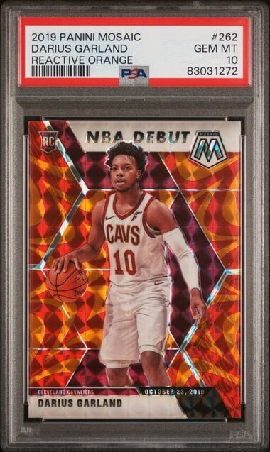 2019 Panini Mosaic #262 Darius Garland NBA Debut Reactive Orange Rookie PSA 10