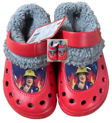 Feuerwehrmann Sam Clogs Hausschuhe Pantoffel gefüttert Größen: 25/26 27/28 29/30