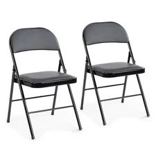 2/4 Pack Folding Chairs Faux Leather Padded Foldable Chairs for Outdoor/Indoor