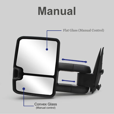 Pair Of Manual Extendable Towing Mirrors For 1999-2006 GMC Sierra 1500 2500 3500 - Black Finish 2 thumbnail image