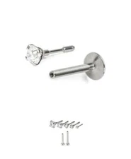 Titanium Labret Style Nose Monroe Stud Screw, 316L Surgical Steel Insert 18G