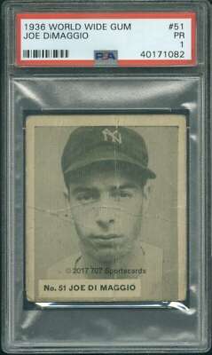1936 World Wide Gum V355 #51 Joe DiMaggio PSA 1 Yankees (1082) | eBay