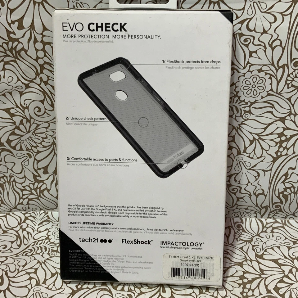 📀 Tech21 Evo Check Case Cover for Google Pixel 2 XL - Smoky Black - Image 3 of 3