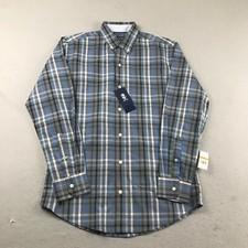 Izod Shirt Mens Small Blue Plaid Long Sleeves Button Up NWT