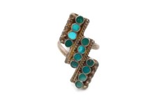Vintage Native American Zuni Sterling Silver Turquoise Ring Size 6.25