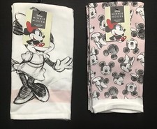 DISNEY MINNIE MOUSE KITCHEN TOWELS BLACK WHITE PINK 16 X 26IN 4qty NWT