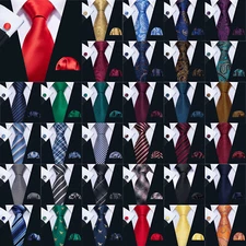 Hi-Tie Paisley Floral Necktie and Pocket Square Cufflinks Set Wedding Party