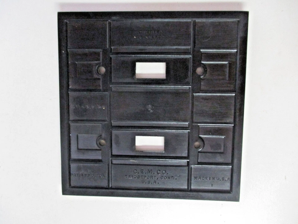 Cemco 7122 EE. UU. Baquelita Negra 2 Velocidades Interruptor Placa Pared Caja Cubierta Años 40 De Colección MCM Foto 4 de 4