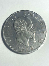 5 Lire1873, Vittorio Emanuele II, Milano  SILVER COIN ARGENTO, Moneta, coin