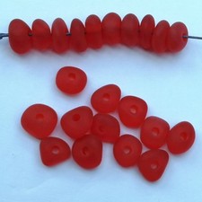 10 pcs ruby red center drilled 3mm big holes sea glass beach glass pendant