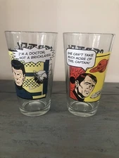 Lot Of Two 2012 Star Trek Glasses. Dr. Montgomery Scott and Dr. Leonard McCoy.