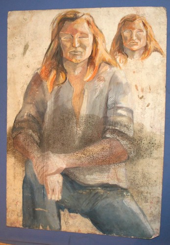Antique expressionist gouache/pastel painting portrait - Picture 9 of 11