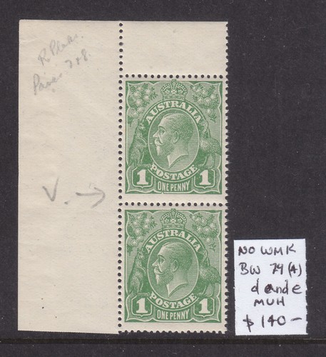 KGV 1d GREEN NO WNK MUH PAIR BW 79(4)d & e SCARCE!!!