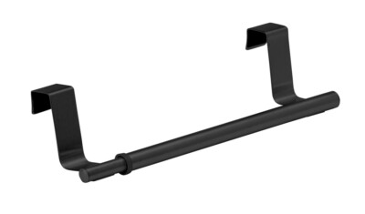 WENKO Tür Handtuchstange Geschirrtuchhalter Edelstahl Teleskop Schwarz 36-60 cm