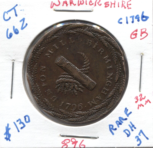 1796 GB Halfpenny Penny Conder - Warwickshire - Union Mill DH 37 - Rare - CT 662 - Picture 5 of 10
