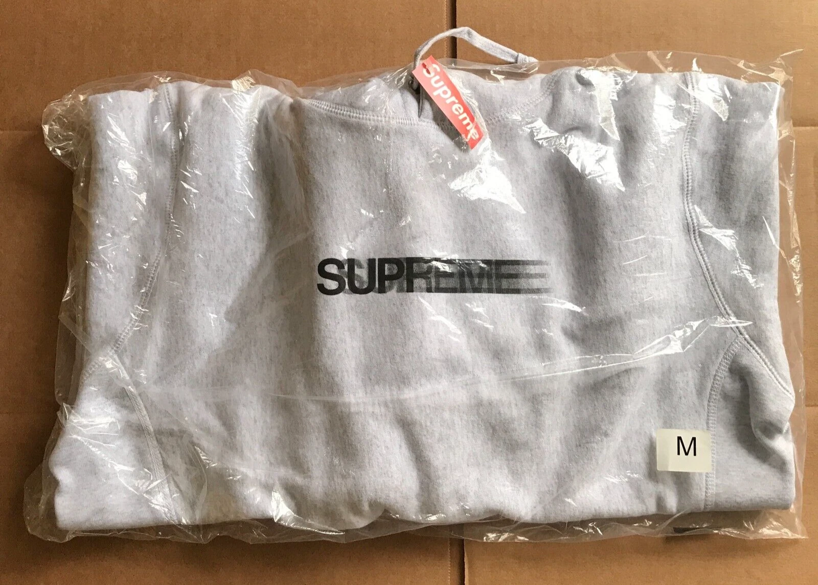 Sweat à capuche Supreme SS20 Motion Logo gris cendre moyen M 2020 authentique neuf avec étiquette