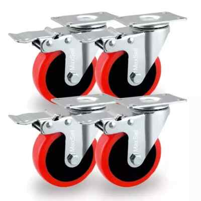 4 x Schwerlast 100 mm 700 kg Gummi Lenkrolle Rollen Wagen Möbelrolle