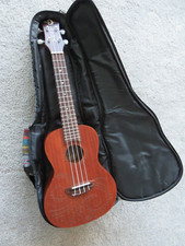Ukulele Guitar Uke Tc Mah Luna Wood Brown Carved Acoustic Mahogany Bag Case