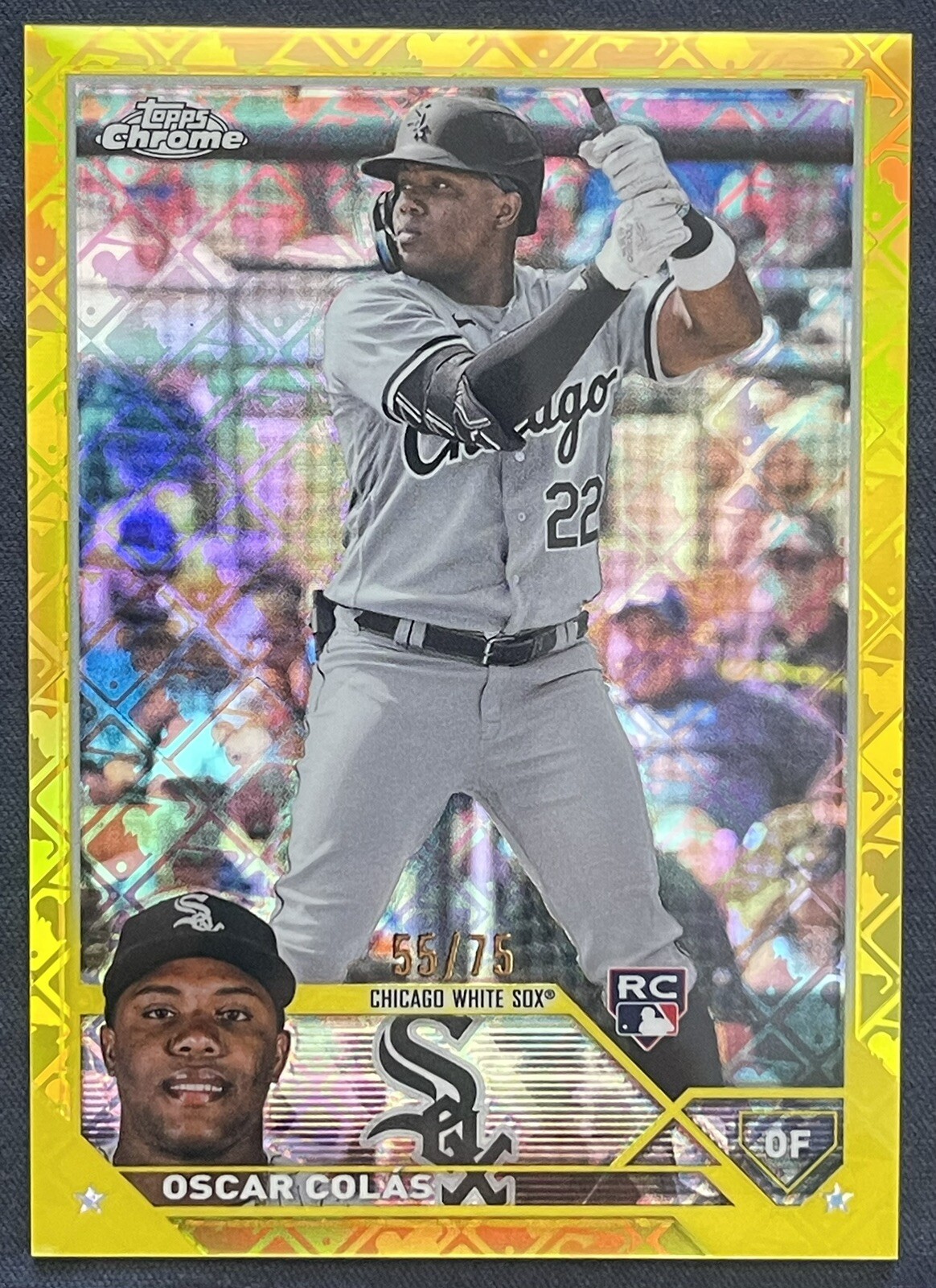 OSCAR COLAS 2023 TOPPS CHROME LOGOFRACTOR YELLOW ROOKIE #’rd /75