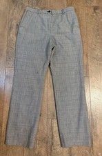 Pendleton 100 Virgin Wool Grey Houndstooth Plaid High Waist Straight Pants Sz12