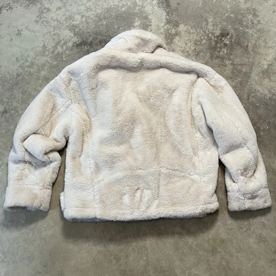 Joujou Faux Leather Jacket Womens Medium Ivory Belted Moto Boho Chic - Image 4 of 4