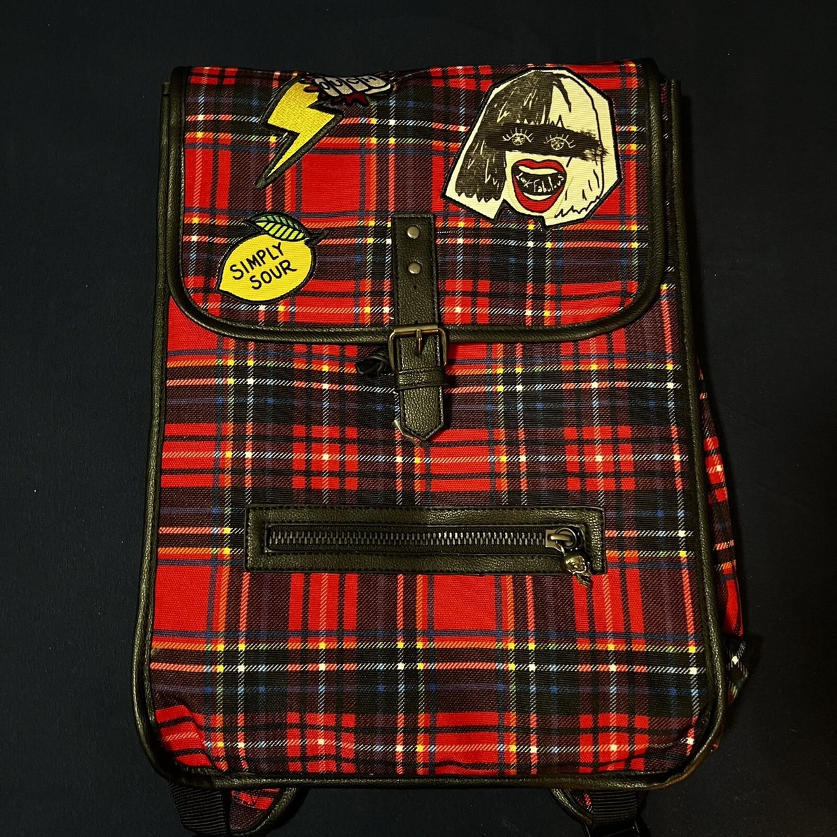 Disney Backpack Cruella De Vil Plaid Full Size With Patches  display picture 1