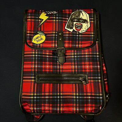 Disney Cruella Plaid Backpack DISNEY Cruella De Vil Full Size Red Plaid Backpack Patches  main image 3