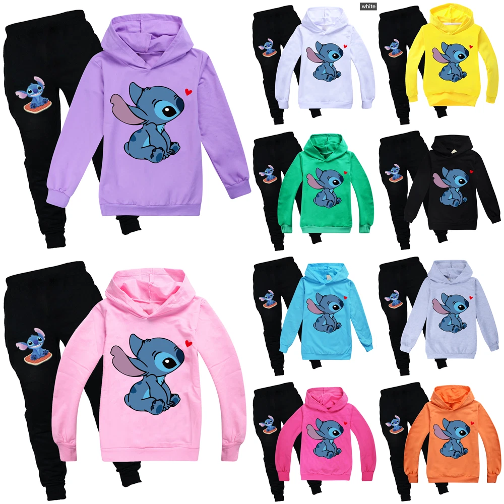 2PCS Kids Lilo Stitch Clothes Hoodies Jumper Casual Sweatshirt