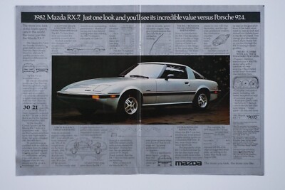 1982 Mazda RX 7 Vintage Centerfold Original Print Ad 16 x 11