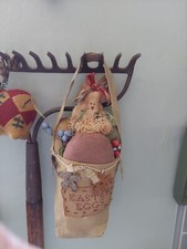Hanging Easter Egg Bunny Basket Primitive Grungy Handmade