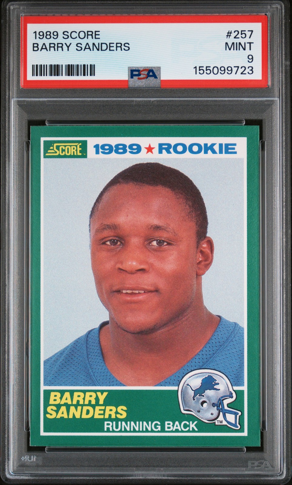 1989 SCORE #257 BARRY SANDERS ROOKIE RC PSA 9