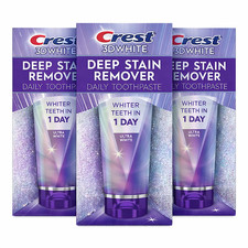 3 Pack Crest 3D White Brilliance Deep Stain Remover Ultra White 2.1oz Exp 2028 