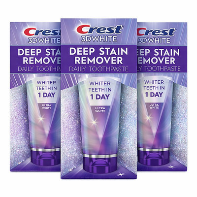 3 Pack Crest 3D White Brilliance Deep Stain Remover Ultra White 2.1oz Exp 2028+