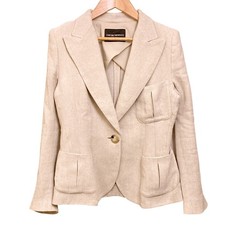 24SS EMPORIO ARMANI Linen Lyocell Tailored Jacket Size F Beige Women USED