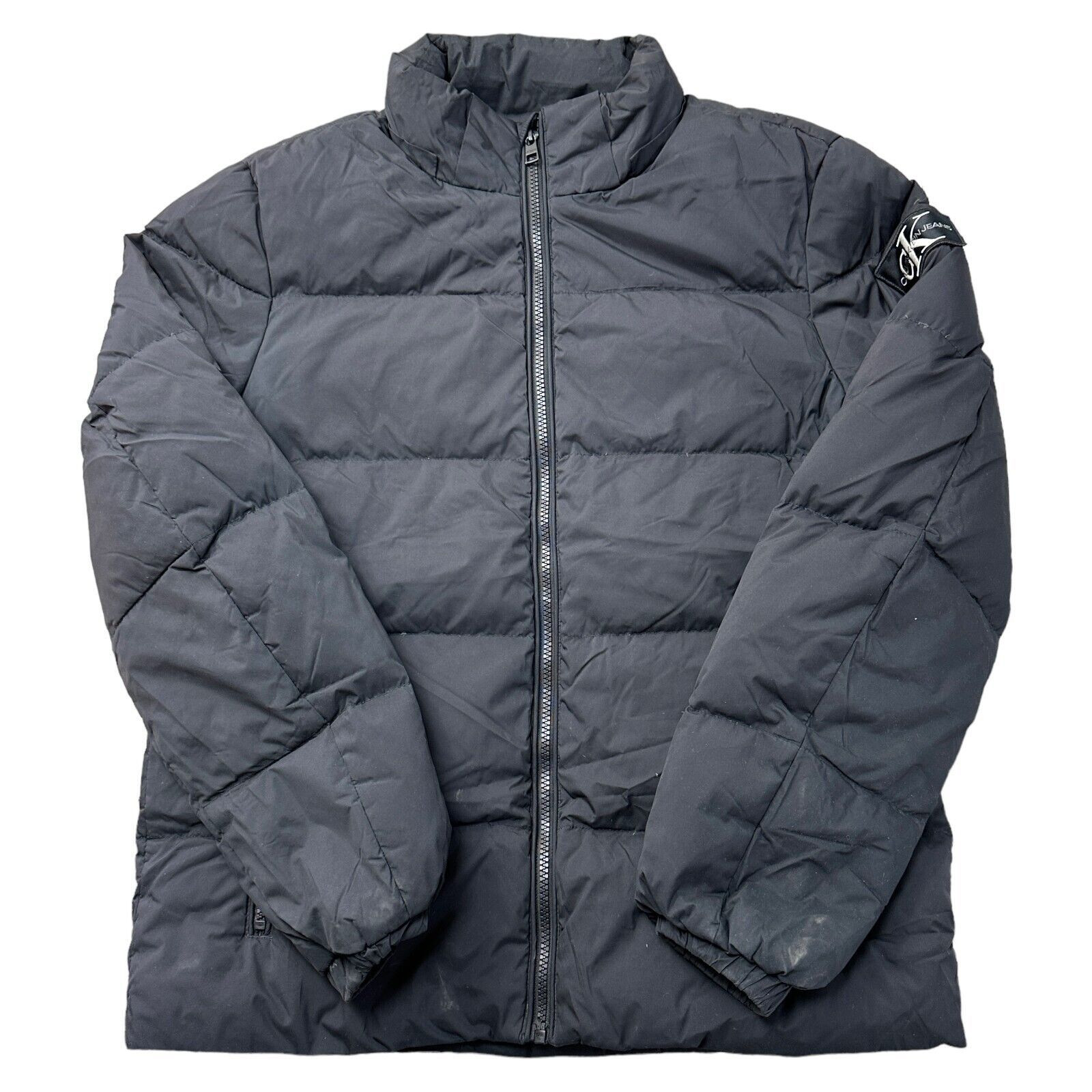 Calvin Klein Down Puffer Jacket Full Zip Outdoor Insulated Black Mens Small