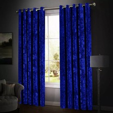 Thick Blackout Crushed Velvet Curtains Ring Top Fully Lined Ready Made Curtains