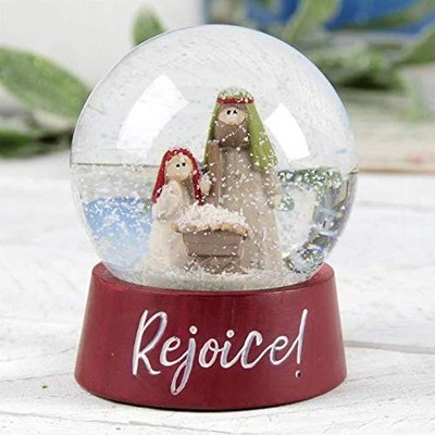 Blossom Bucket Holiday Holy Family Rejoice Snow Globe