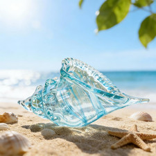 9.9" Hand Blown Glass Conch Seashell Figurine Home Decor Art Glass Sea Shell Scu