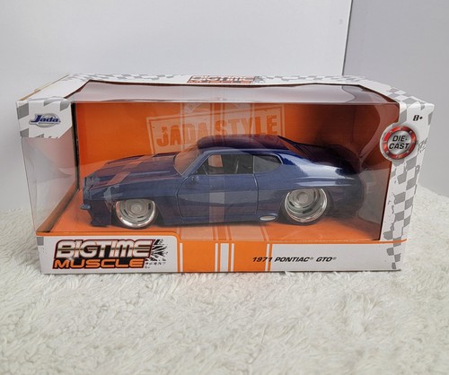 JADA BIGTIME MUSCLE 1971 PONTIAC GTO 1/24 DIECAST MODEL CAR BLUE 33545