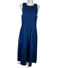 Madewell Women's PXXL Melody Scoopback Smocked Midi Dress Blue NWT