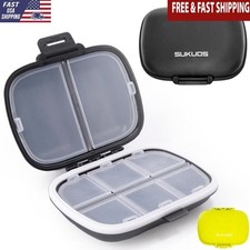 Large Capacity Pill Organizer Easy Open 8 Compartments Travel Dispenser BPA Free