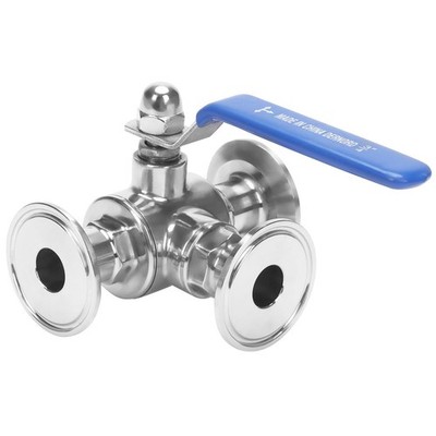 1.5'' Tri Clamp Sanitary Ball Valve, 3-Way Ball Valve T-Port Stainless Steel 3...