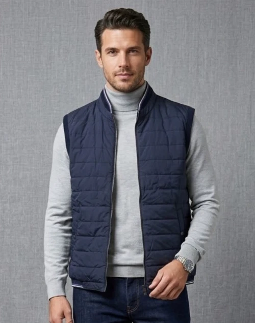 Ralph Lauren Purple Label Mens Navy Grey Reversible Quilted Vest Gilet Jacket XL image 1