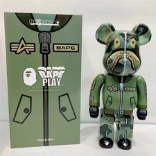 Bearbrick 400% Bape Play Camouflage Pilot Shark Action Figures Decor Toys Gifts