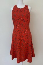 Banana Republic NWT Coral Orange Leaf Print Dress Women’s Fit & Flare A Line